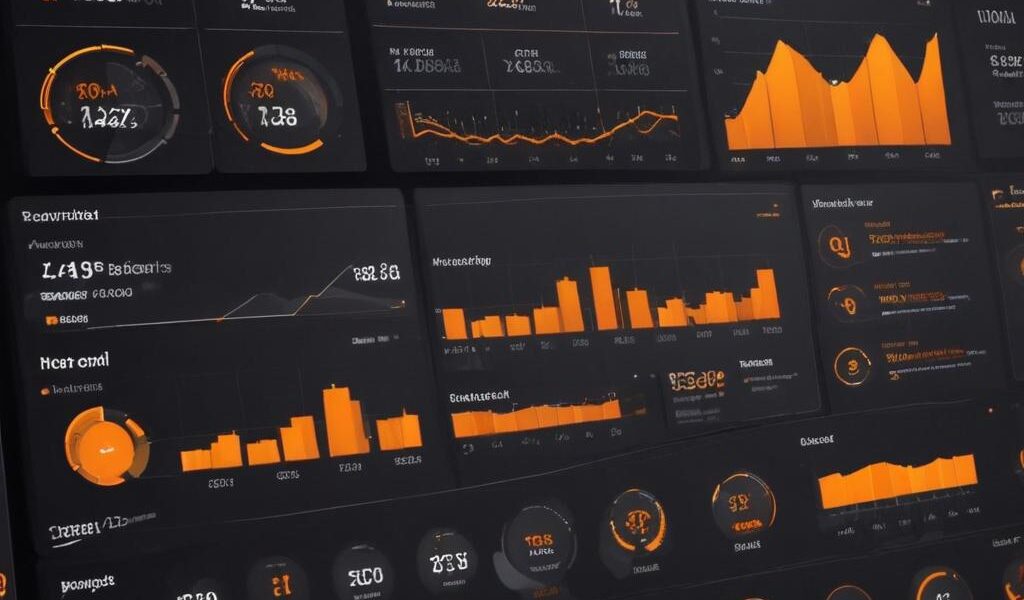Dashboard de ROI em mídia paga com métricas de performance e gráficos analytics