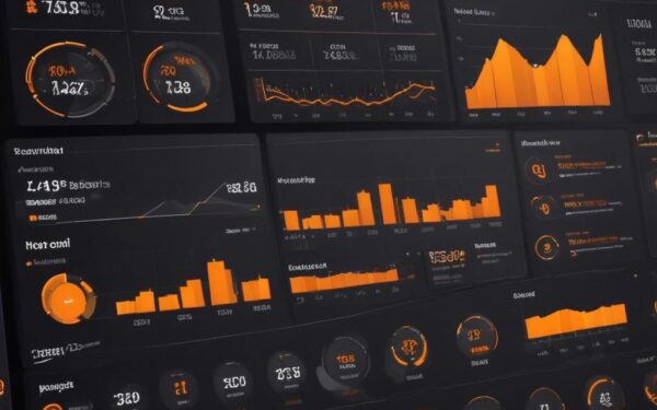 Dashboard de ROI em mídia paga com métricas de performance e gráficos analytics